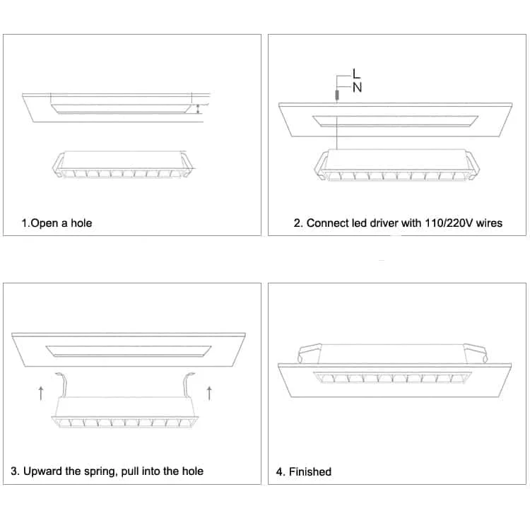 Panduan pemasangan downlight linear terbenam