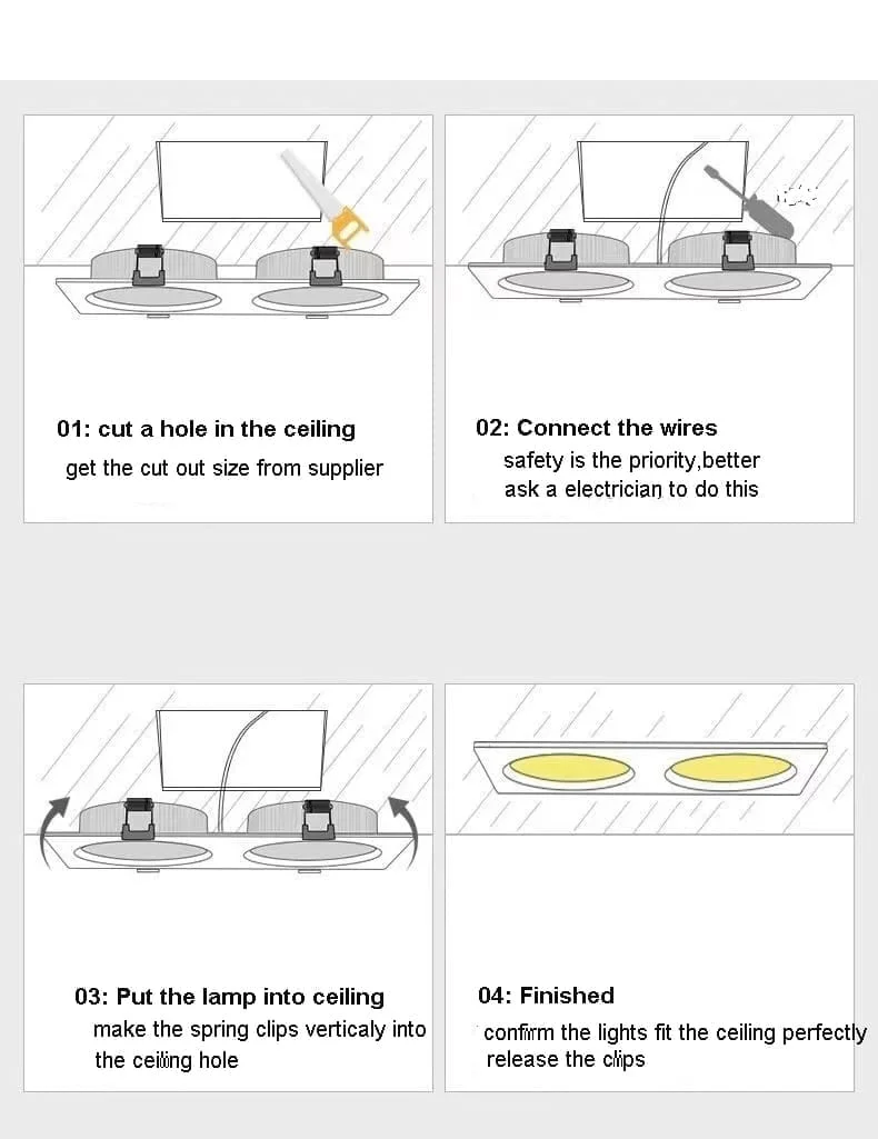 Pemasangan downlight terbenam berkembar