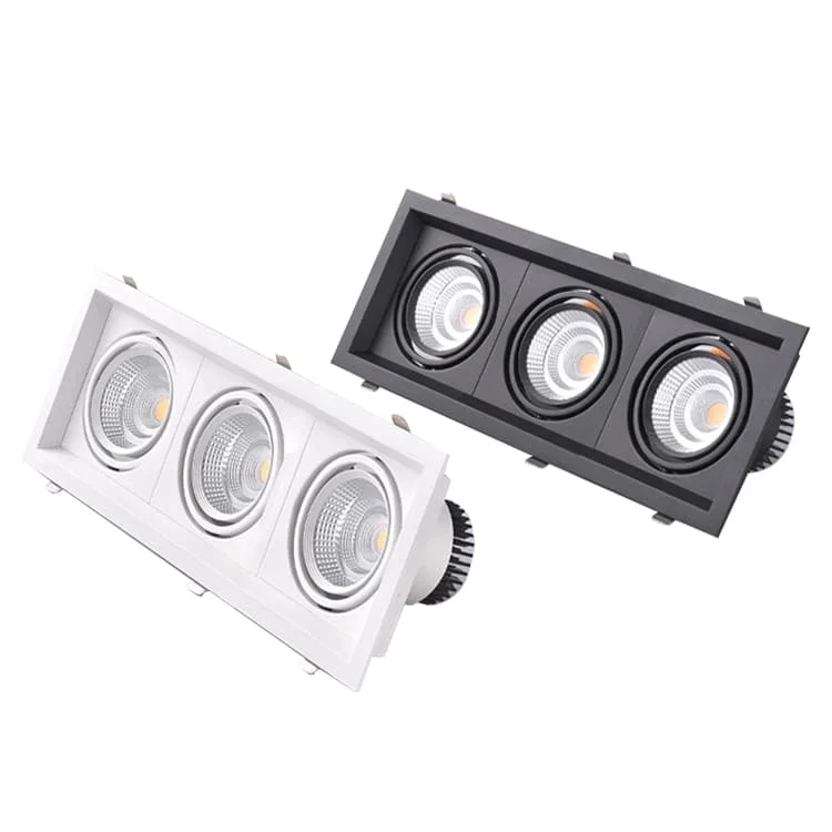 Downlight LED segi empat tepat tiga modul, 21–90 W