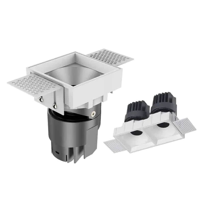 Downlight segi empat tanpa bingkai, kepala tunggal atau berkembar