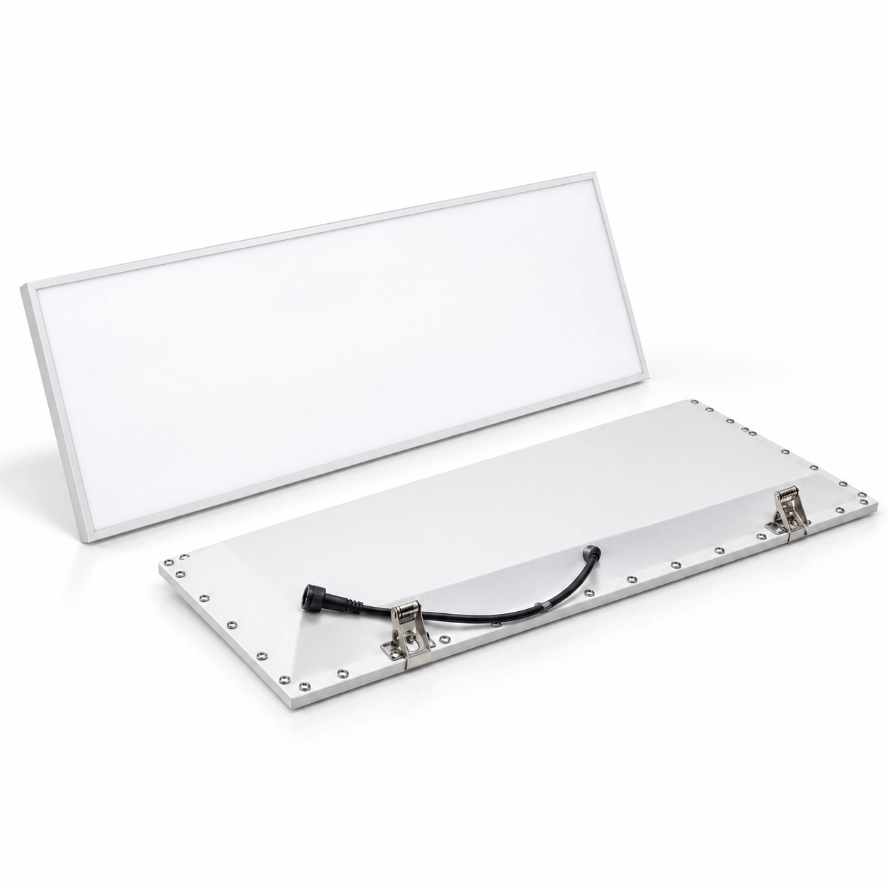 broad rectangular panel front rear white studio
