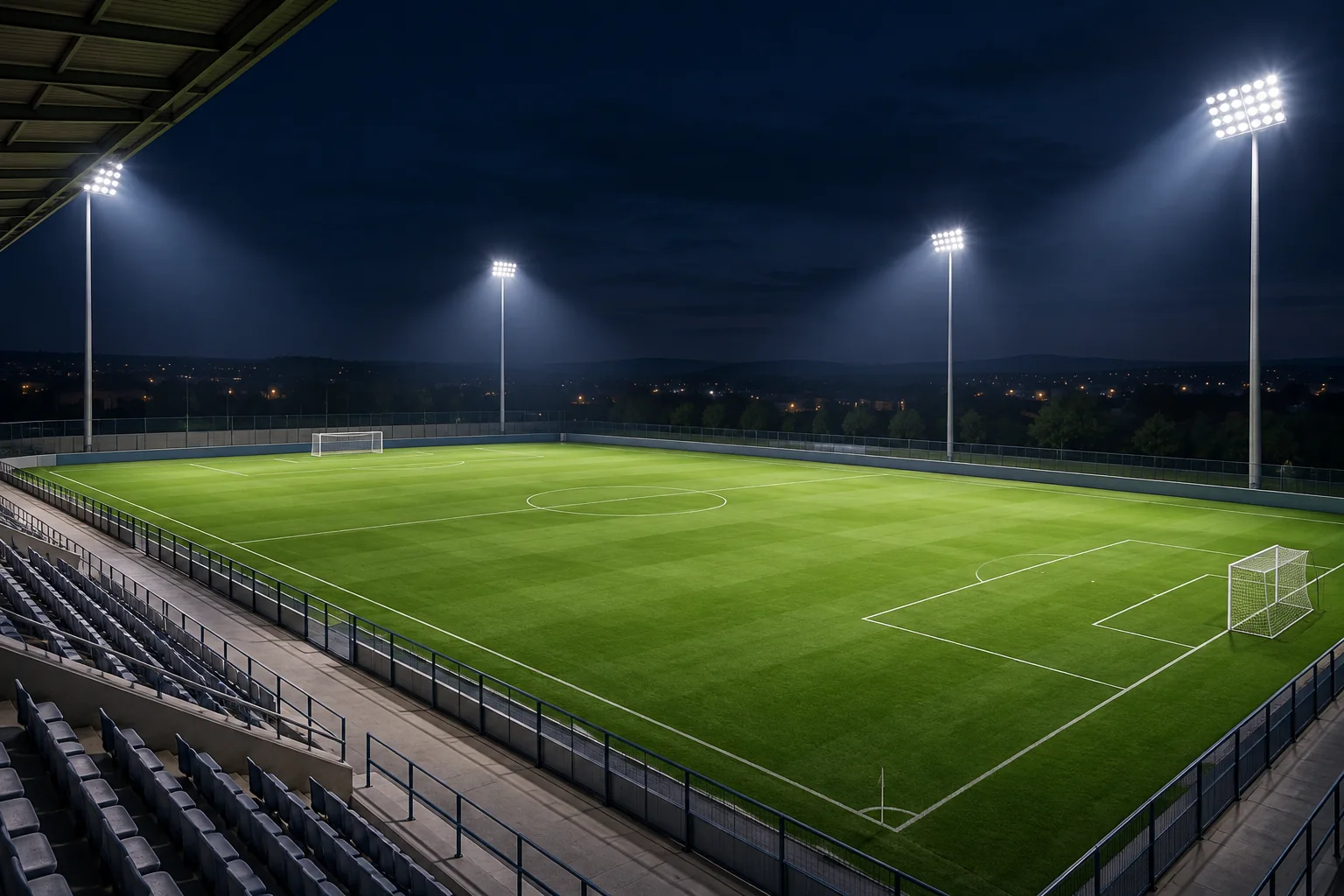 empty football stadium led floodlighting