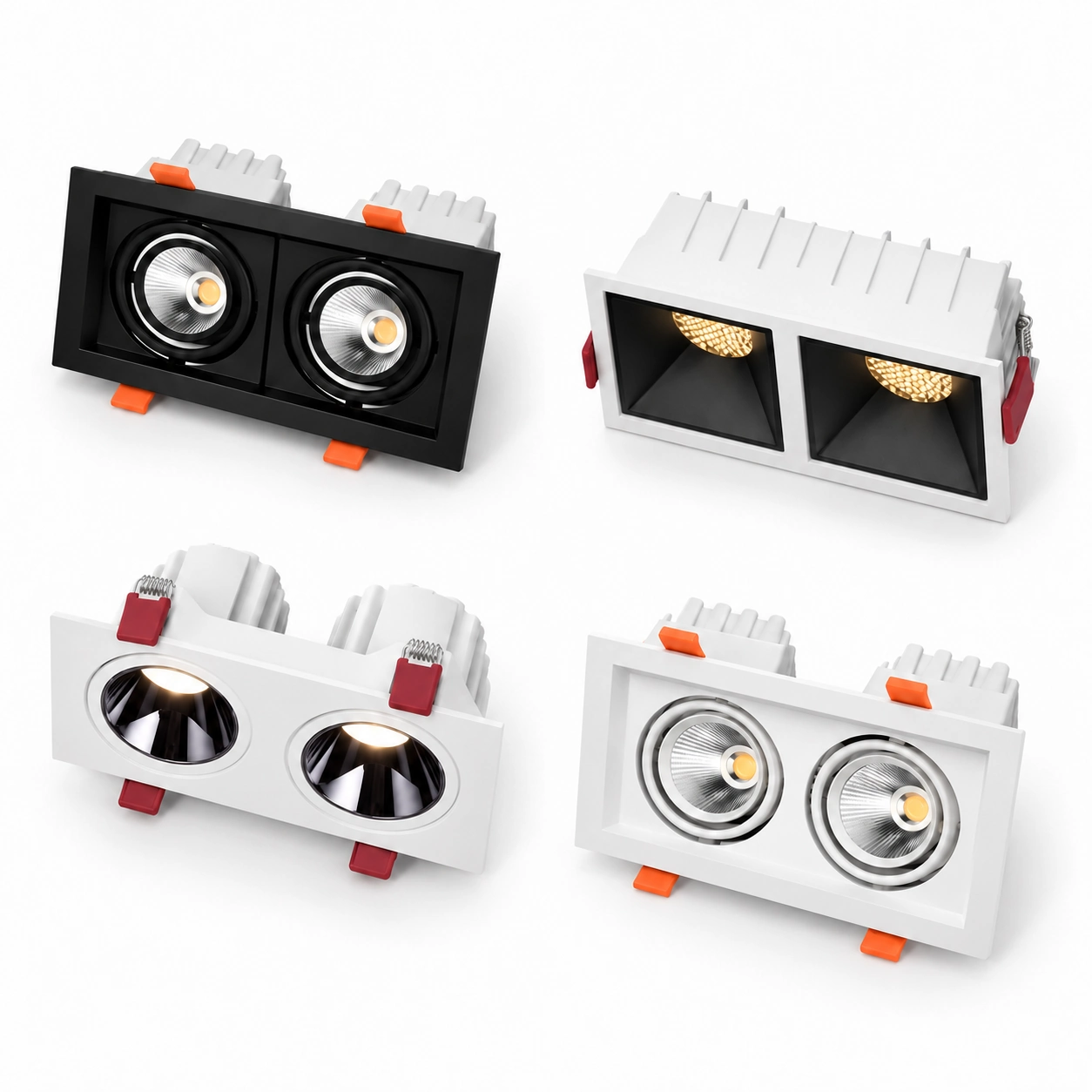 Downlight berkembar dengan pemantul tetap atau boleh dihalakan