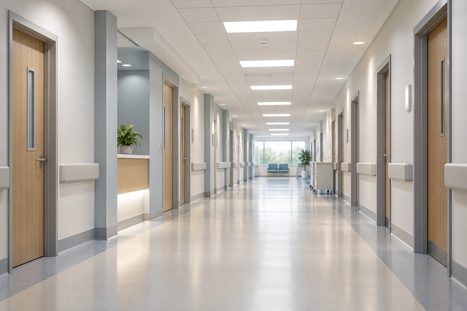 hospital corridor led ceiling panel lighting