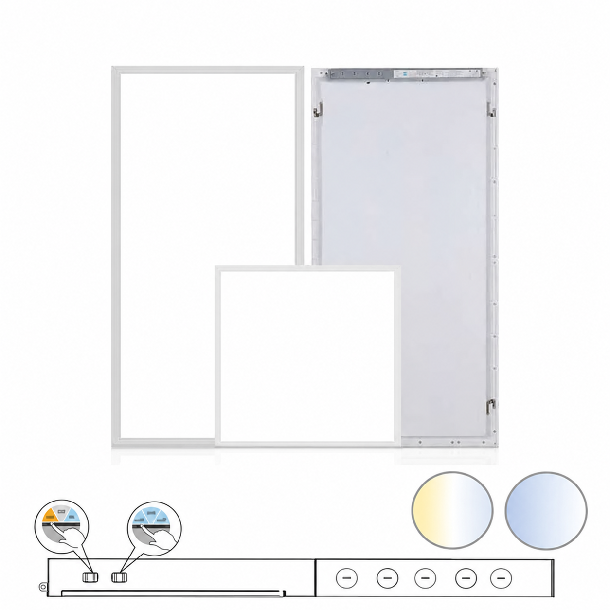 HOYUWO LED — Suis gelangsar warna cahaya · Suis gelangsar kuasa · CCT · Kuasa boleh laras · 3000 / 4000 K — pilihan ketiga: sahkan model