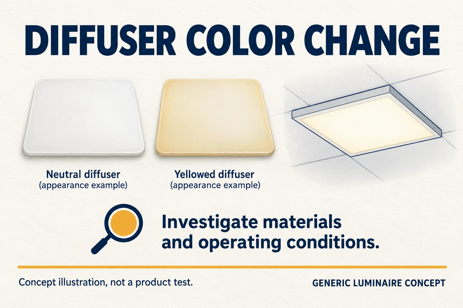 led panel material discoloration concept