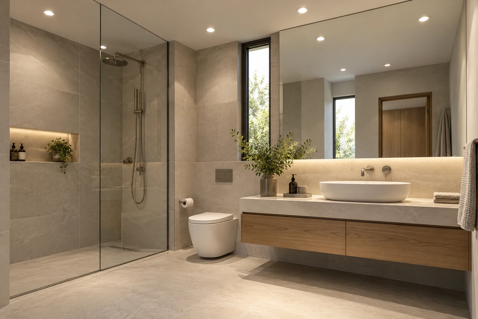neutral bathroom ceiling led downlight design