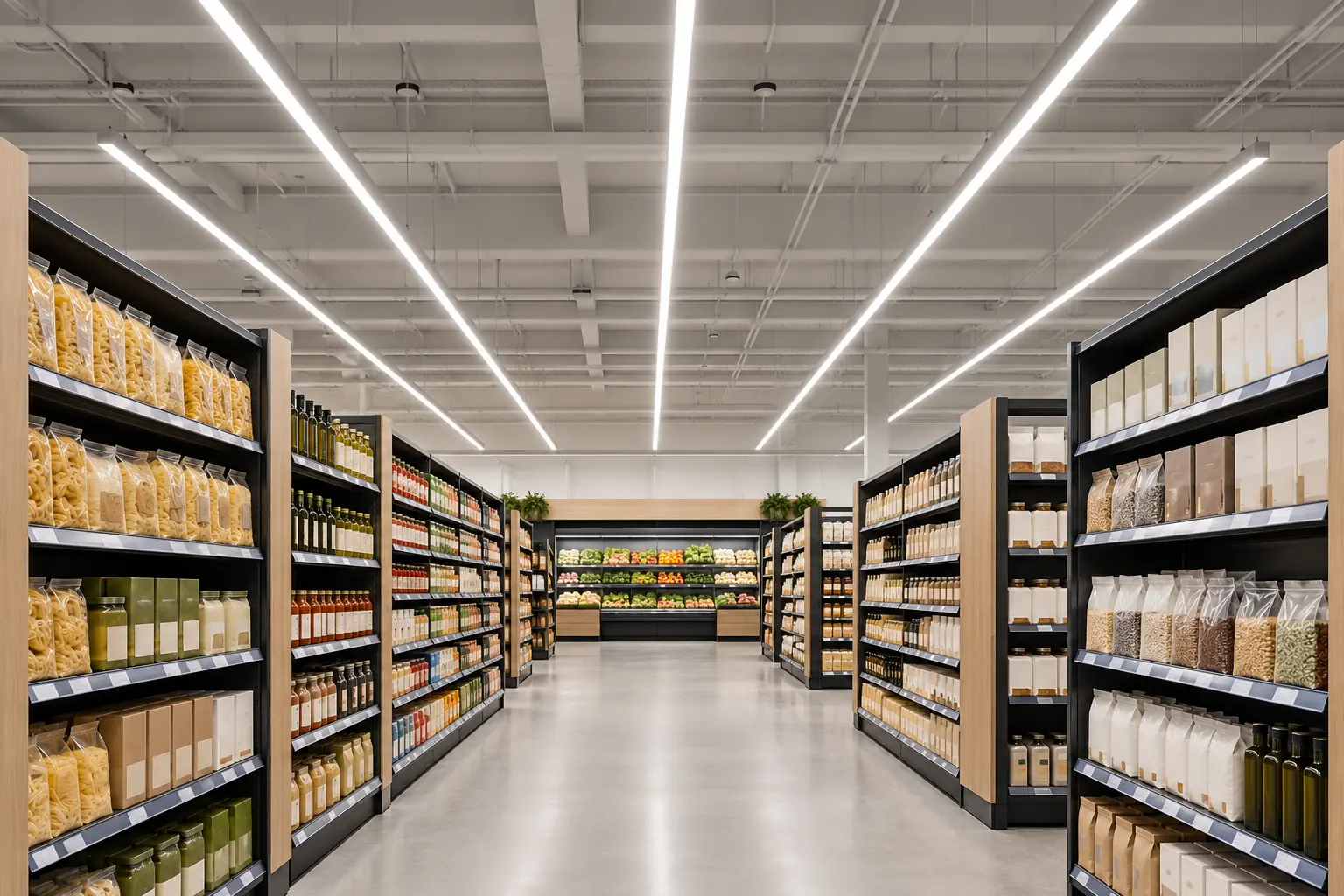 supermarket aisles linear led batten lighting