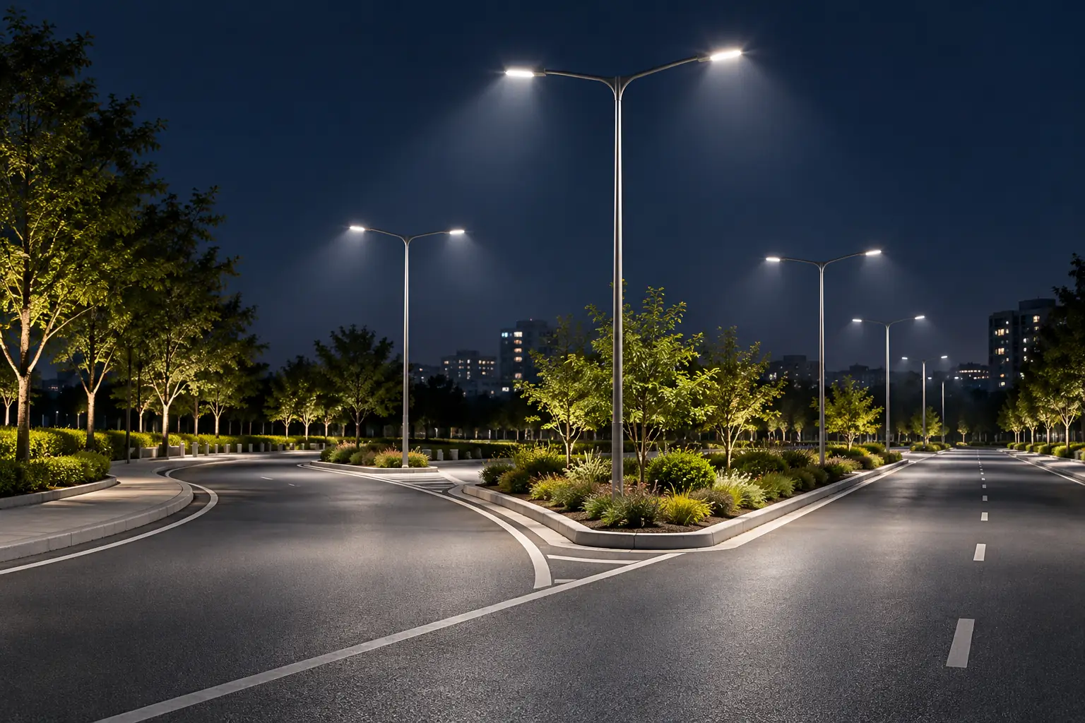 urban traffic island led street lighting